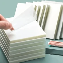 1pc Transparent Paper Sticky Note, Simple Classic Self-Stick Pad For Writing - Clear - View 1
