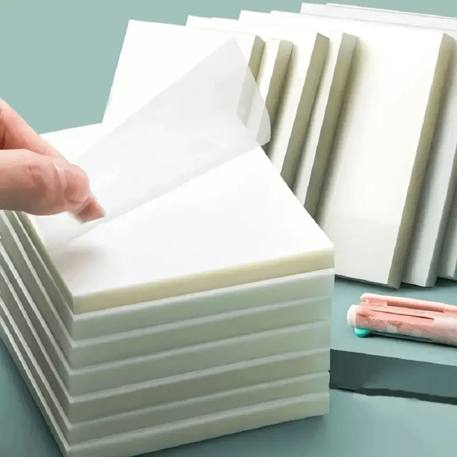 1pc Transparent Paper Sticky Note, Simple Classic Self-Stick Pad For Writing - Clear - View 1