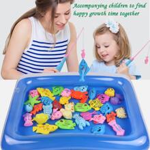 41 piezas de juguetes de pesca para niños, caña de pescar magnética, pez de plástico magnético, piscina cuadrada grande, juego interactivo para padres e hijos. Color aleatorio - Multicolor - Ver 1