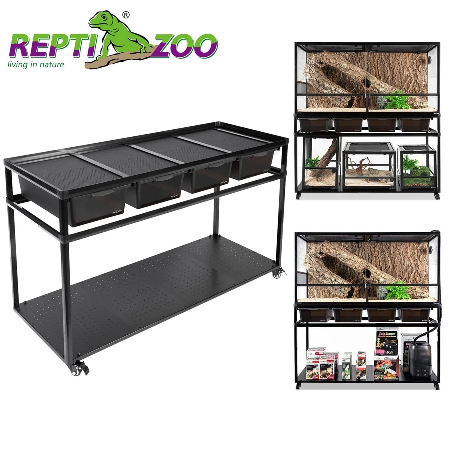 Reptile Tank Stand Terrarium Cabinet with Breeding Boxs for Reptile ...