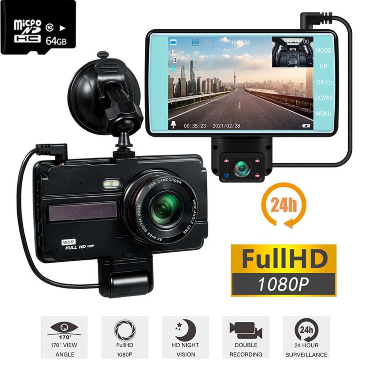 高清夜視行車記錄器 - 黑與白 - 查看 1