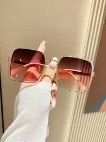 1 Pair Retro Square Metal Frame Unisex Decorative Glasses, Suitable For Street, Travel, Driving, Sports, Beach, Festivals, Vacation, Outdoor Activities, Party Outfits For Summer Beach Vacation,Outdoor,Travel