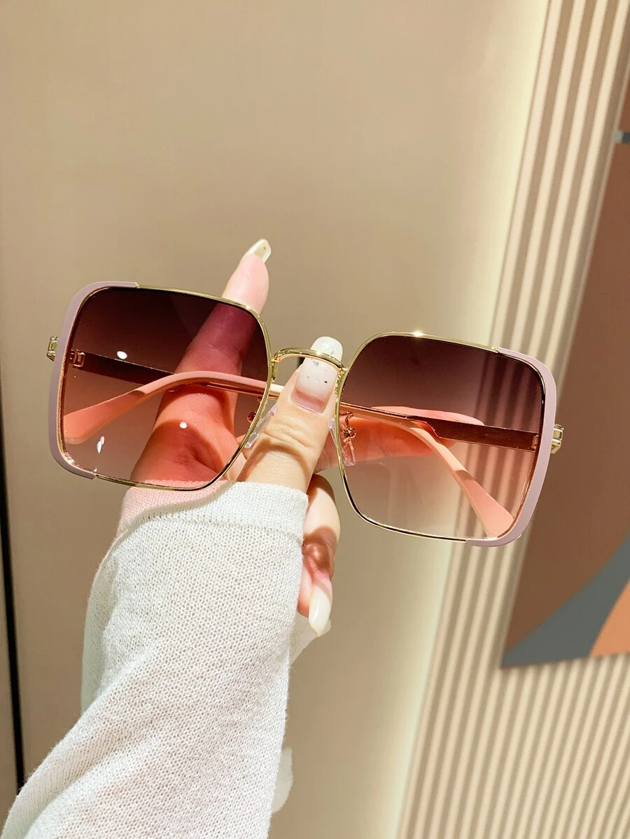 1 Pair Retro Square Metal Frame Unisex Decorative Glasses, Suitable For Street, Travel, Driving, Sports, Beach, Festivals, Vacation, Outdoor Activities, Party Outfits For Summer Beach Vacation,Outdoor,Travel