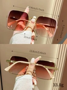 1 Pair Retro Square Metal Frame Unisex Decorative Glasses, Suitable For Street, Travel, Driving, Sports, Beach, Festivals, Vacation, Outdoor Activities, Party Outfits For Summer Beach Vacation,Outdoor,Travel