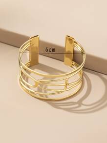 1 pieza Pulsera abierta simple de metal abierto - Dorado - Ver 2