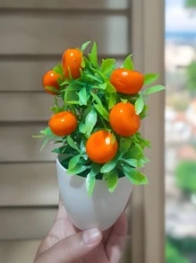 1盆小型橙色盆栽,適合聖誕/新年裝飾,家居氛圍營造,花園環境打造等用途 - 黃色 - 查看 3