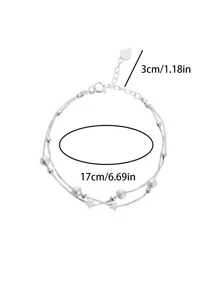 1pc Simple & Fashionable Dual Layer Star Charm Bracelet - Silver - View 9