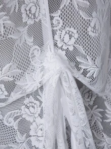 1入荔枝花緞帶領席紗窗簾,法式風格,無需鑽孔安裝窗簾桿,適用於廚房、臥室、小窗戶 - 白色 - 查看 4