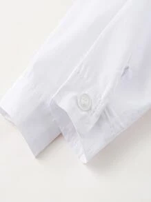 KIMOCAT 3 件套适合婚礼/派对的男童正式纯色背心、衬衫和裤子套装 - 淺藍色 - 查看 4