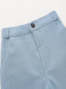 KIMOCAT 3 件套适合婚礼/派对的男童正式纯色背心、衬衫和裤子套装 - 淺藍色 - 查看 6