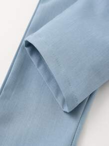 KIMOCAT 3 件套适合婚礼/派对的男童正式纯色背心、衬衫和裤子套装 - 淺藍色 - 查看 7