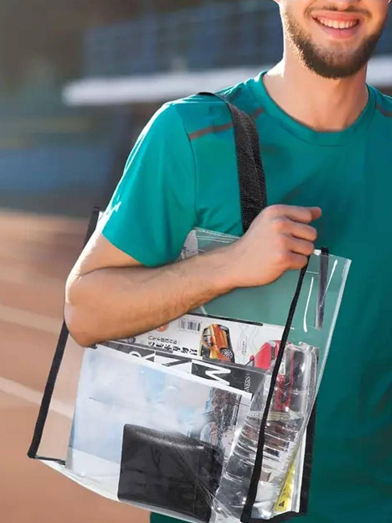 1pc Clear Beach Bag for Books Student Supplies Thin PVC Waterproof Tote