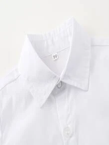 KIMOCAT 3 件套适合婚礼/派对的男童正式纯色背心、衬衫和裤子套装 - 淺藍色 - 查看 3