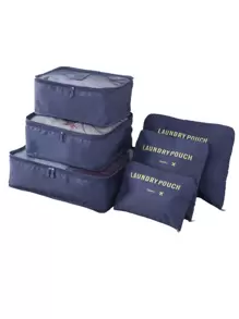 6 Khối Đóng Gói Hành Lý Du Lịch, Vali Túi Đựng Quần Áo, Túi Sắp Xếp Có Thể Gấp Lại Được, Túi Đựng Giày, Túi Đựng Đồ Lót, Đồ Du Lịch Cần Thiết Cho Ba Lô Du Lịch, Túi Du Lịch, Vali Hành Lý, Dụng Cụ Du Lịch Trở Lại Trường, Di Chuyển Túi Sắp Xếp - Màu xanh hải quân - Xem 2
