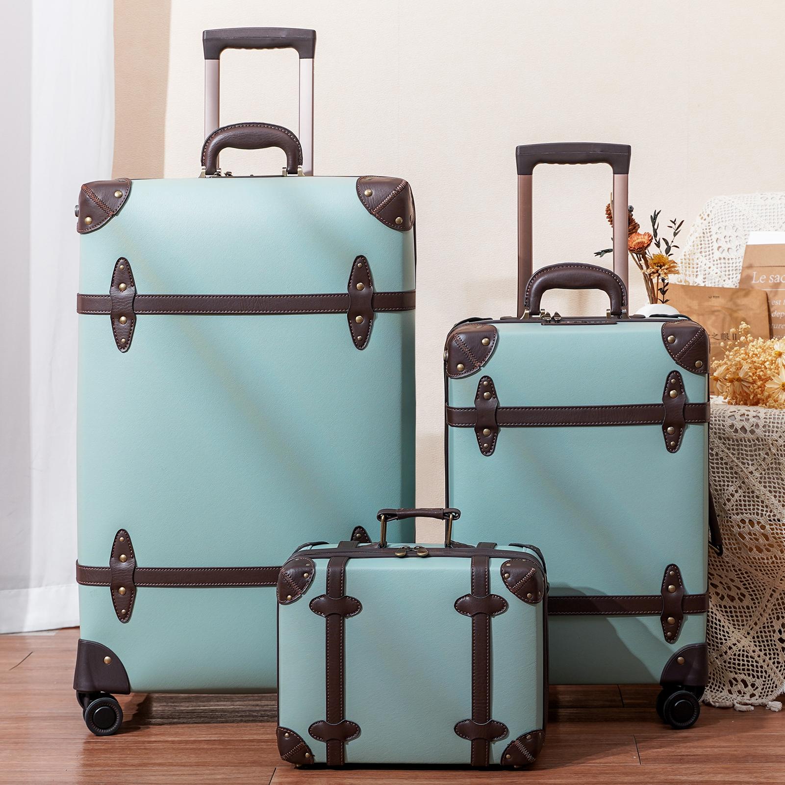 NZBZ Vintage Luggage Sets 3 Pieces Luxury Cute Suitcase Retro Trunk