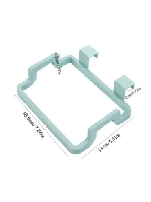 1pc Kitchen Organizer Shelf Rack Garbage Bag Holder Hanging Cabinet Door Cloth Hanger Trash Can Rack - Blue - View 3