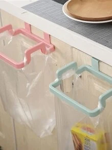 1pc Kitchen Organizer Shelf Rack Garbage Bag Holder Hanging Cabinet Door Cloth Hanger Trash Can Rack - Blue - View 6