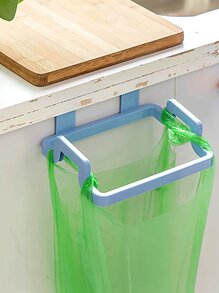 1pc Kitchen Organizer Shelf Rack Garbage Bag Holder Hanging Cabinet Door Cloth Hanger Trash Can Rack - Blue - View 1