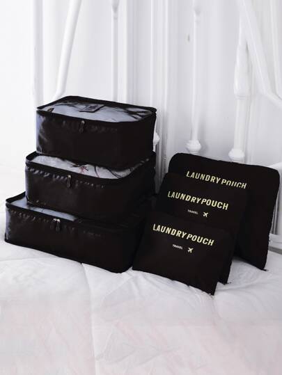 6入組旅行行李整理立方體，行李箱衣物收納包，可摺疊的組織包鞋子包內衣褲收納衣物收納旅行組織包套裝旅遊收納袋套裝包裝袋返校用品旅行組織袋，夏日海灘度假旅行必備品