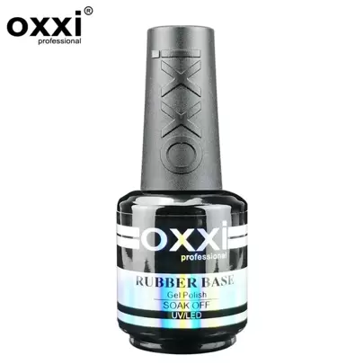 oxxi professional אוקסי 15 מ"ל בסיס גומי, בסיס לק חצי קבוע, לכה אמייל קבועה עם ג'ל UV LED, לק ג'ל למניקור ביתי ולציפורניים בסלון