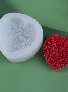 1 件心形和玫瑰形硅胶模具，适用于 DIY 蜡烛、肥皂、香薰石、石膏装饰制作
