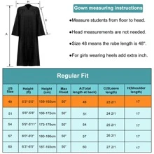 Matte Graduation Gown Cap Tassel Set 2024 With Charms Honor Cord Graduation Stoles For Accademic Dress Bachelor's Gown - 黑色 - 查看 2