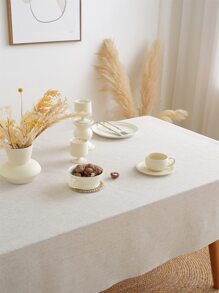 1pc Nordic Style Simple & Versatile Beige Tablecloth For Dorm Decor - Beige - View 3