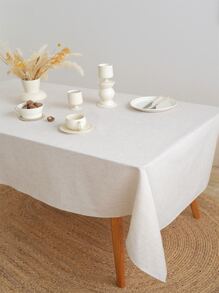 1pc Nordic Style Simple & Versatile Beige Tablecloth For Dorm Decor - Beige - View 5