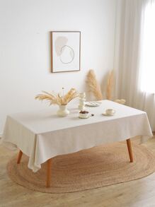 1pc Nordic Style Simple & Versatile Beige Tablecloth For Dorm Decor - Beige - View 1