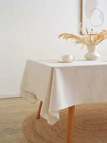 1pc Nordic Style Simple & Versatile Beige Tablecloth For Dorm Decor - Beige - View 2