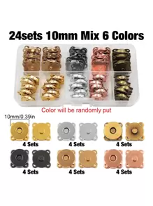 10mm/14mm/18mm 6 Colored Mixed Plum Blossom Magnetic Clasps Packed In A Box