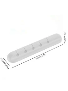 1pc Solid Silicone Adhesive Desktop Data Cable Organizer - White - View 7