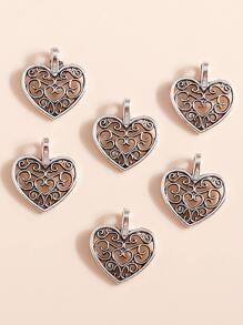 40入組/批古董銀顏色生命之樹愛心掛飾吊墜首飾配件製作手環DIY - 復古銀色 - 查看 2