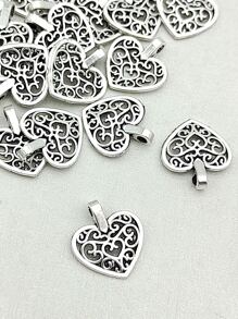 40入組/批古董銀顏色生命之樹愛心掛飾吊墜首飾配件製作手環DIY - 復古銀色 - 查看 3