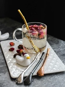 Spoon Straw For Coffee And Juice, 2-in-1 Stirring Spoon With Creative Straw Design - Silver - View 4