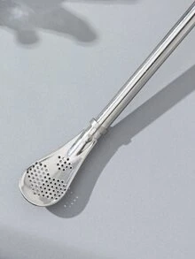 Spoon Straw For Coffee And Juice, 2-in-1 Stirring Spoon With Creative Straw Design - Silver - View 6