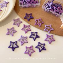 Set de 3 pinzas para el cabello con diseño de estrella morada para adolescentes, accesorios para el cabello para adolescentes - Morado - Ver 2