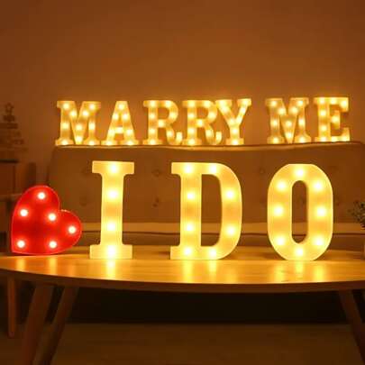 1pc Plastic Alphabet Letter LED Light Luminous Number Lamp Decor Battery Night Light For Home