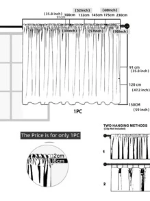 1pc Vintage Floral Pattern Lace Window Valance, White Polyester Hollow Curtain Valance For Home Decor - White - View 3