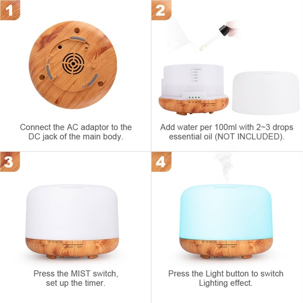 Aromatherapy Essential Oil Diffuser for Room 500ml Aroma Air