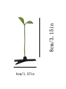 5入組草葉造型女孩髮夾,有趣的單根稻草髮夾,可愛的豆芽髮飾