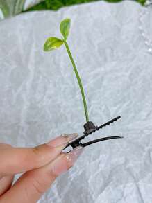 5入組草葉造型女孩髮夾,有趣的單根稻草髮夾,可愛的豆芽髮飾