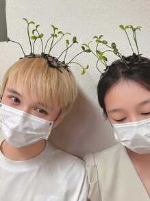 5入組草葉造型女孩髮夾,有趣的單根稻草髮夾,可愛的豆芽髮飾