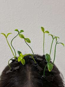 5入組草葉造型女孩髮夾,有趣的單根稻草髮夾,可愛的豆芽髮飾