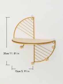 1 件輕奢風格金屬牆面收納架創意扇形掛架客廳家居裝飾收納架 - 金色 - 查看 3