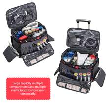 Rolling First Aid Bag For Nursing School, Rolling Nurse Bag With Detachable Trolley, Medicine Storage Bag With Wheel, First Responder Trauma Bag With Wheels For Camping Cycling Hiking Daycare Outdoors - 彩色 - 查看 3