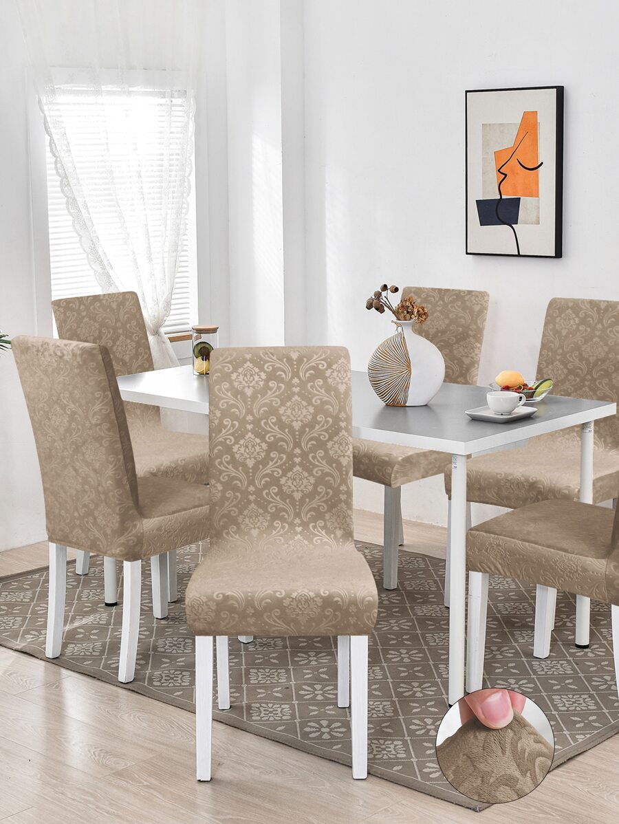 forcheer 1 pieza Funda de silla de comedor elástica con relieve de terciopelo de zorro plateado, unicolor, lavable, se adapta a sillas