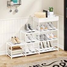 Four-layer storage rack storage shoe rack home multi-functional storage rack shoe cabinet assembly shoe rack white - White - View 2
