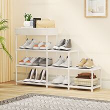 Four-layer storage rack storage shoe rack home multi-functional storage rack shoe cabinet assembly shoe rack white - White - View 1