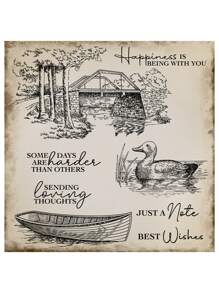 復古橋梁、小船、鴨子矽膠印章,適用於手工裝飾剪貼簿、生日賀卡、筆記本、相簿等等 - 無色 - 查看 3